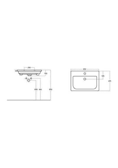 Sanovit Soft 65 CM Konsollu Oval Köşeli Lavabo Beyaz