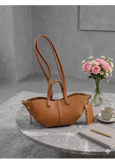 Housebags Valentina Kadın Fermuarlı + Cüzdan Charm El Ve Omuz Çantası Taba