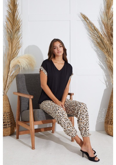 Sevim Kadın Kısa Kol Siyah Pijama Takım C8t1n6o51 001