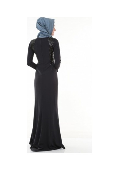 Nidya Moda Kombinli Lacivert Elbise-4048Pl Lacivert