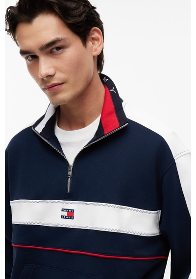 Tommy Hilfiger Tjm Rlx Cblock Qz Erkek Mavi Sweatshirt - Dm0dm23244