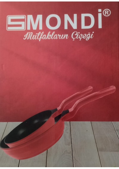 Smondi Kırmızı Döküm Tava İkili Set