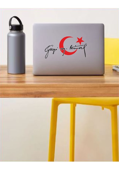 Ay Yıldız Ve Gazi Mustafa Kemal İmza Sticker - Araba Oto Motosiklet Karavan Sticker - 00006 12X6 Cm