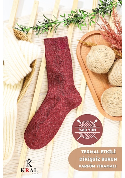 Kral Socks Kışlık Yün Çorap 5 'li Lambswool Kuzu Yünlü Kadınlar Için Dikişsiz Termal ASORTİ