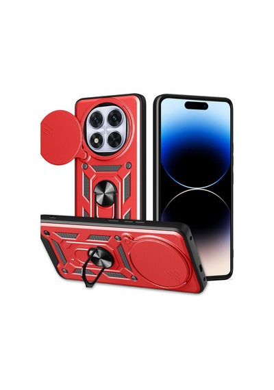 Uryport Xiaomi Redmi Note 14 Pro Plus Kılıf Pars Lens Yüzüklü Silikon - Kırmızı