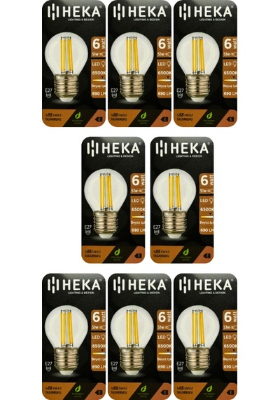 8 Adet Heka 6w 51w 6500k Beyaz Işık E27 Duylu Şeffaf Led Ampul Heka
