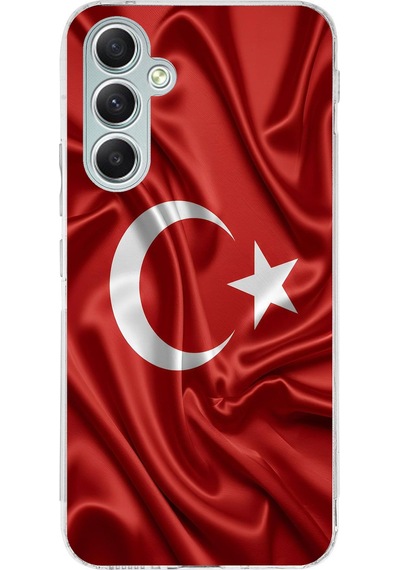 Samsung Galaxy A34 Uyumlu Türk Bayrağı Baskılı Silikon Kılıf Renkli