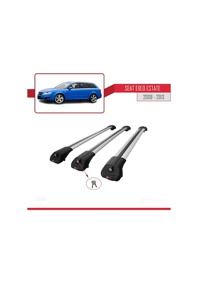 Seat Exeo 3r9 2009-2013 Arası İle Uyumlu Ace-1 Ara Atkı Tavan Barı Gri 3 Adet Bar