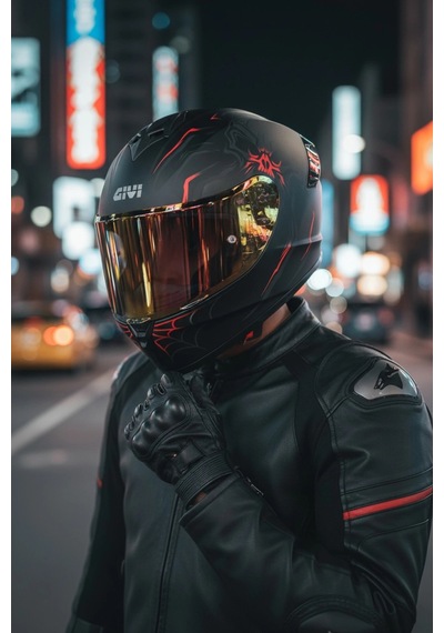 Gıvı 50.x Arachno Mat  1 Renkli 1 Şeffaf Vizörlü Motosiklet Kask Gold Vizör + Şeffaf