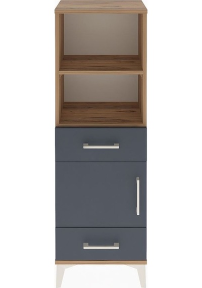 Arges Dolap 3 Raflı 2 Çekmeceli Tek Kapaklı 44x30x134 Çam-antrasit Atlas Çam
