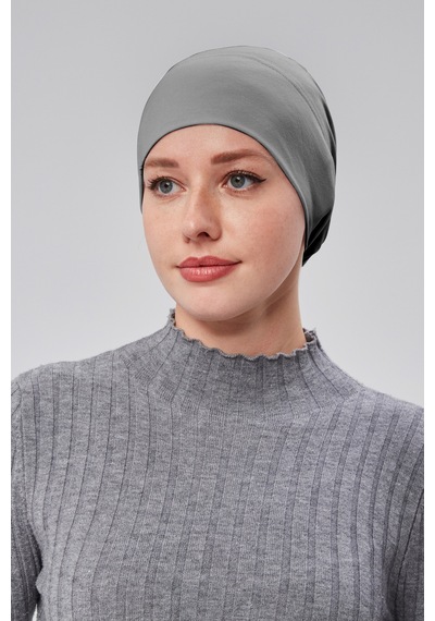 Sonbaharmoda Kadın Tesettür Hazır Pratik Geçmeli Bone Lastikli Kaymaz Füme Füme