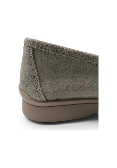 Scarpe Bej Hakiki Deri Kadın Süet Babet Ayakkabı Bej
