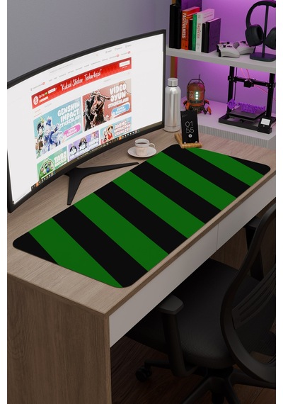 Yeşil Siyah 90x40 Xxl Taraftar Gaming Oyuncu Mouse Pad Kaymaz Taban Büyük Klavye Fare Altlığı Şerit