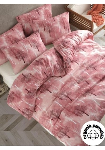 Lotus Home Lüks Pamuklu Çift Kişilik Nevresim Seti Ağaç Desen 200 x 220