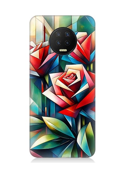 İnfinix Note 7 Uyumlu Soyut Origami Gül Deseni Desenli Silikon Kılıf Çok Renkli