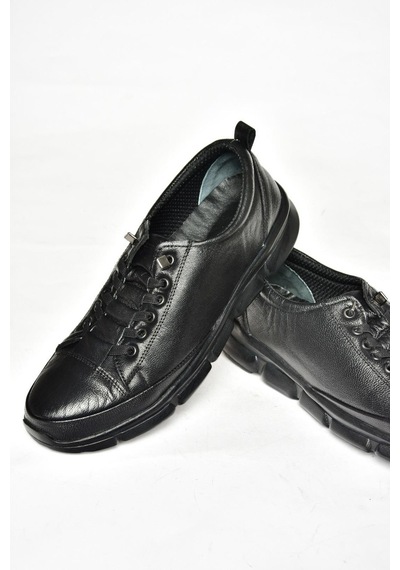 Fox Shoesp555191203 Siyah Hakiki Deri Comfort Ortopedik Taban Kadın Ayakkabı Siyah