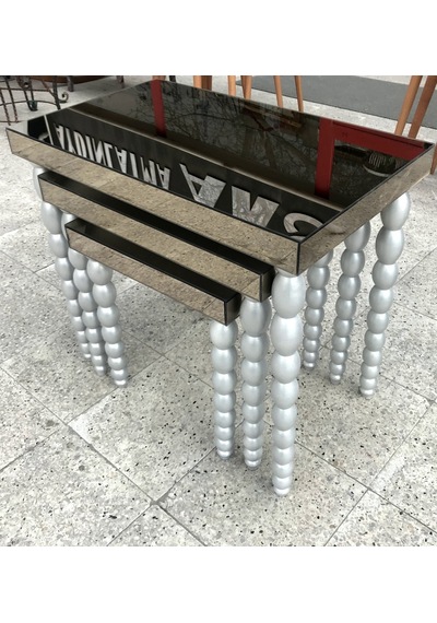 Zigon Sehpa ELMA Model Beyaz Parlak Beyaz Ayna Kaplama Tabla Ahşap Kayın Torna Ayak  El Yapım