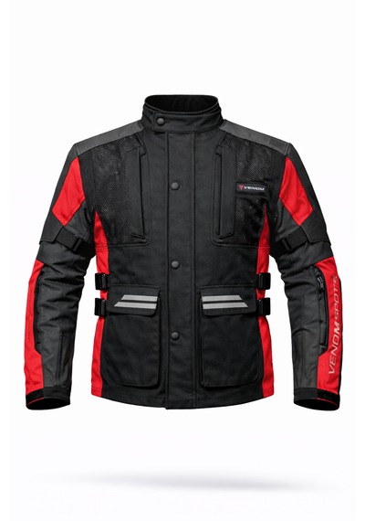 Venom Tourex Kırmızı - Gri Kadın Motosiklet Montu Ce Korumalı
