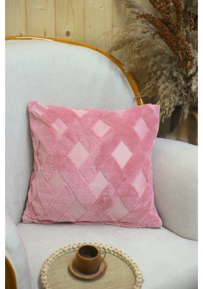 Cross Welsoft Jakarlı Dekoratif Kırlent Kılıfı 43x43 - Ztcross Pembe