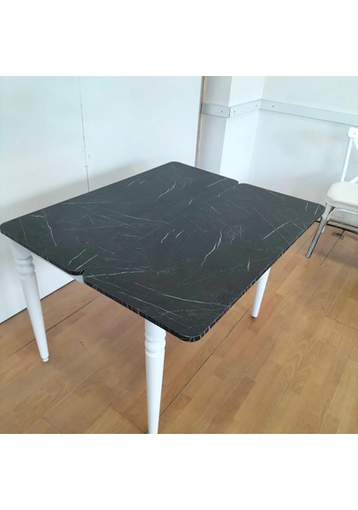110 X 45 Katlanır Masa Siyah Mermer Desen
