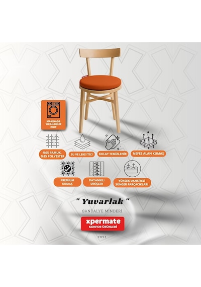 Xpermate Yuvarlak Sandalye Minderi Bağcıklı Yıkanabilir Sünger Minder Su Yağ İtici Mutfak Balkon Bahçe Tabure Mi Diğer