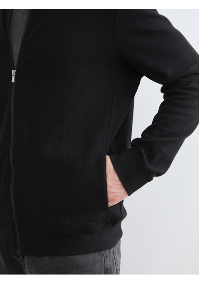 Lc Waikiki Lc Waıkıkı Siyah Kolej Yaka Erkek Fermuarlı Sweatshirt