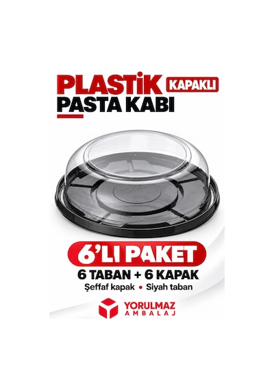 Şeffaf Pasta Kabı Ve Kapağı 6'lı Dayanıklı, Şeffaf Ve Şık Sunum Çözümü 6 Lı Paket