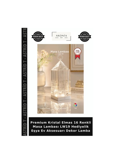 Premium Kristal Elmas 16 Renkli Masa Lambası Lw19 Hediyelik Eşya Ev Aksesuarı Dekor Lamba Çok Renkli