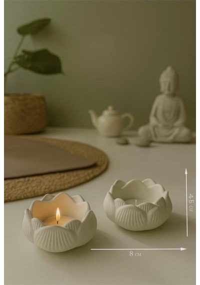 Bernami Mumluk Şamdanpinterest Dekoratif 3'lü Lotus Çiçeği Mumluk,takı Seti Obje Biblo Diğer