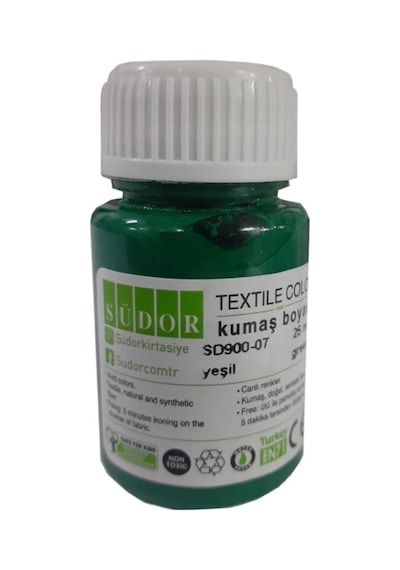 Kumaş Boyası Tişört Çanta Tekstil Boyası 25 Ml 1 Adet Südor Kumaş Boyası Yeşil