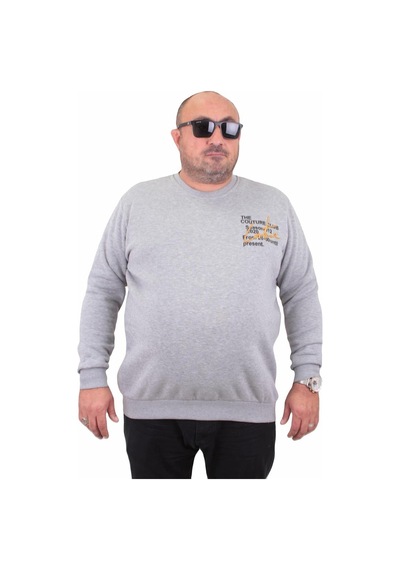 Moc Grande Mocgrande Erkek Büyük Beden Sıfır Yaka Sweat Conture Club 23203 Grı Melanj Gri Melanj