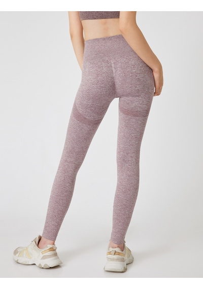 Koton Dikişsiz Tayt Spor Yüksek Bel Tül Detaylı Kırçıllı Slim Fit Pembe 5wak40195nk Gülkurusu