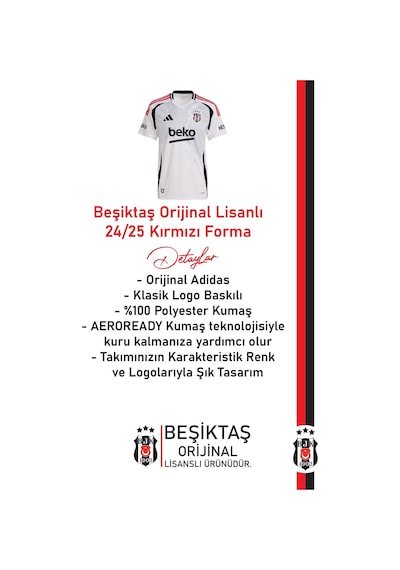 Beşiktaş Lisanslı 24-25 Beyaz Forma Beyaz