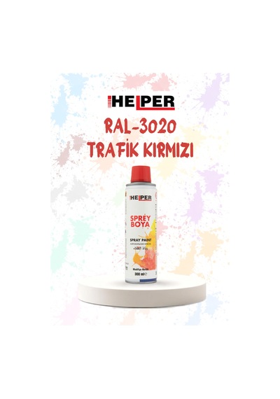 Helper Ral 3020 Trafik Kırmızı Akrilik Sprey Boya 300 Ml Siyah