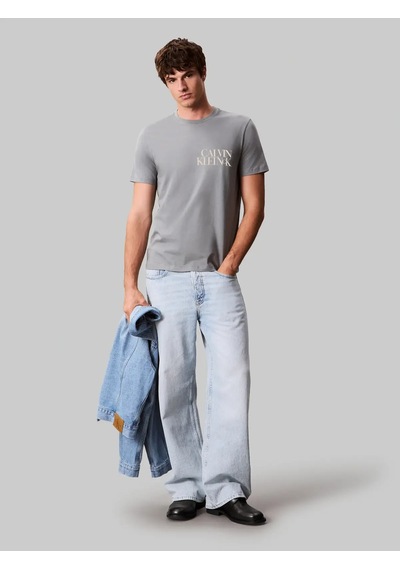 Calvin Klein Ss 30s Eu Ck Ny Word Gri Erkek Tişört
