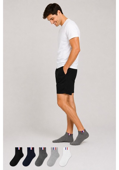 Hitit Socks Erkek 5 Çift Modern Tarz Kısa Konç Soket Çorap Çok Renkli Asorti