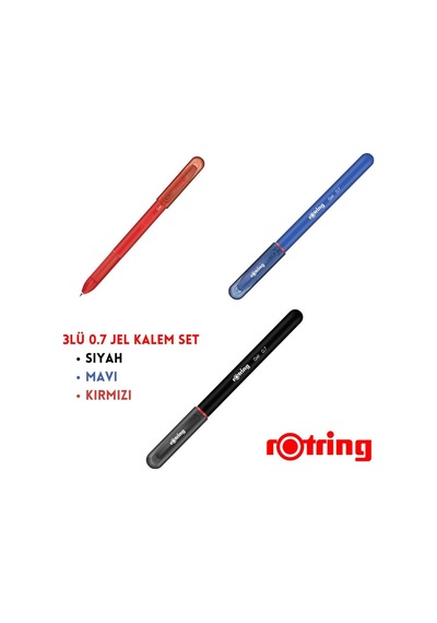 Jel Kalem 0.7 Mm, 3 Renk Set, Siyah Mavi Kırmızı Çok Renkli