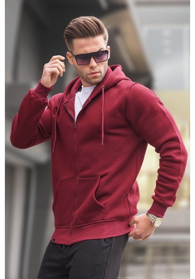 Madmext Bordo Kapüşonlu Regular Fit Erkek Sweatshirt 6033 Bordo