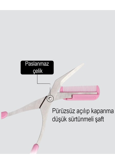Mey İthalat Profesyonel Taraklı Kaş Makası Evde Ve Salon Kullanımına Uygun Çok Renkli