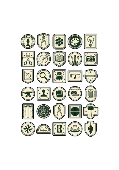 30 Adet Vintage Tasarım Arma Sticker Seti - Laptop Ajanda Defter İçin Çok Renkli