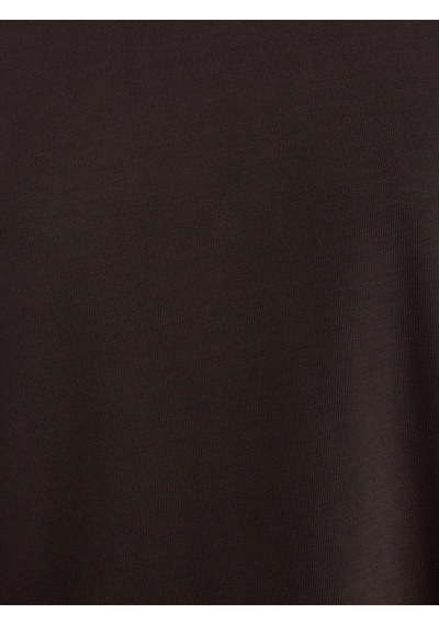 30312 Dekoratif Dikişli Bisiklet Yaka Tshirt-koyu Kahve-752 Koyu Kahverengi