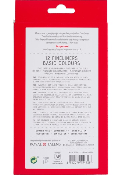 Bruynzeel Fineliners 12'Li Temel Renkler Kalem Seti 60241112