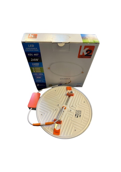 K2 Kdl467 Ayarlanabilir Çerçevesiz Sıva Altı Led Panel 24w Beyaz Işık Siyah