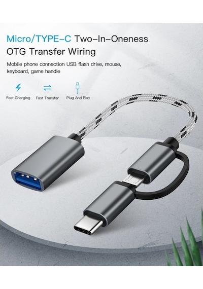 2 In 1 Usb 3.0 Otg Kablo Tipi C Mikro Usb Usb3.0 Adaptörü Usb-C V