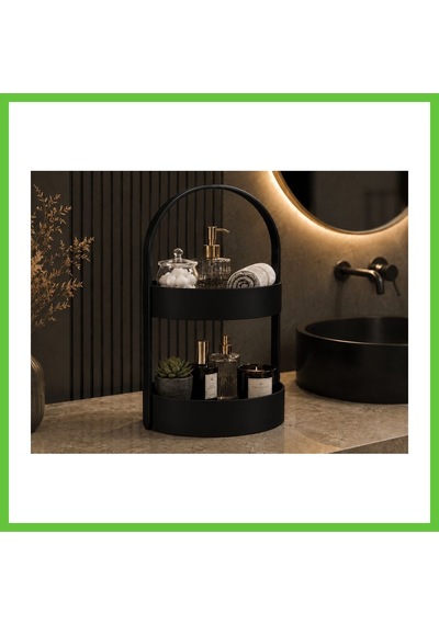 Bezos 3d Baskı İki Katlı Banyo Düzenleyici - Taşınabilir Organizer Ve Saklama Standı-siyah Dmc