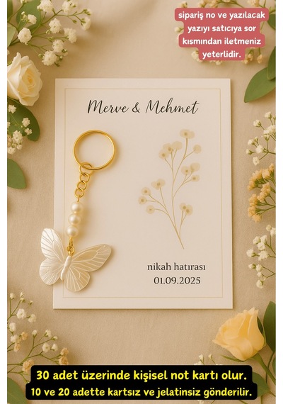 Kelebek 10 Adet Anahtarlık - Nişan Hediye - Kına Hediye - Nikah Hediye - Söz Hediye - Bride Çok Renkli