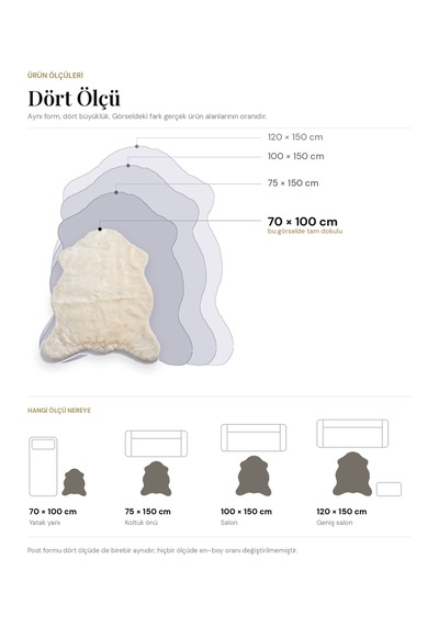 Merplush Peluş Post Halı 100x150 Cm Süet Taban Yumuşak Kürk Görünümlü Yatak Odası Halısı Ekru