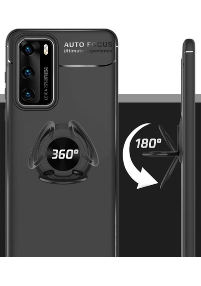 Huawei P40 Pro Kılıf Yüzüklü Tam Korumalı Silikon Kapak