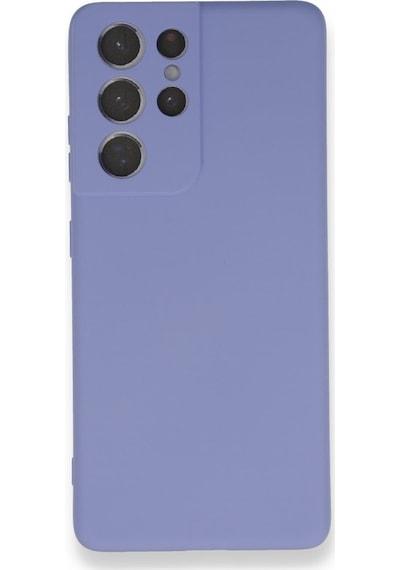 Samsung Galaxy Uyumlu S21 Ultra İçi Kadife Kaplı Esnek Silikon Kapak Ryc/ Nano Lansman Lila