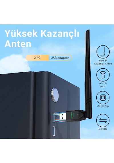 Veggieg 300 Mbps 2.4ghz Alıcı Verici Usb Wifi Adaptör